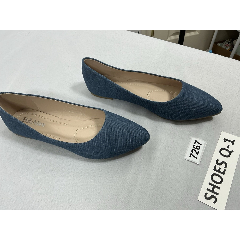 Womans New Bella Marie Angie Blue Denim Slip On Flats Size 7 Pointed Toe